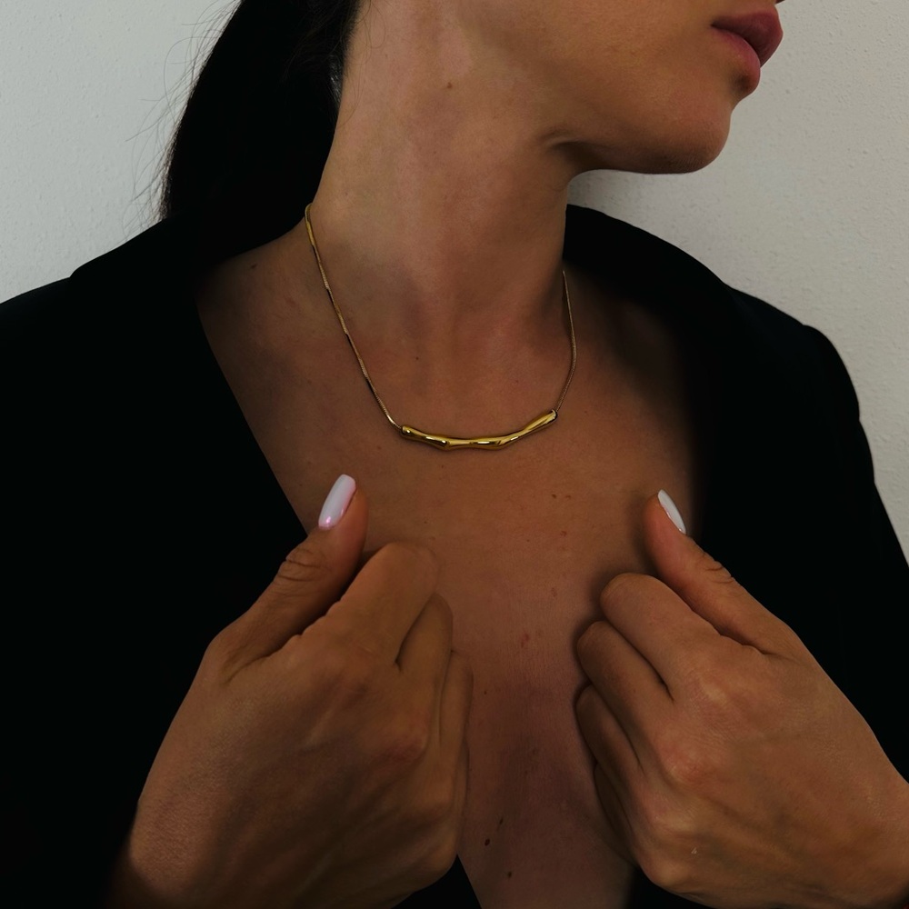 New Gold Metal Chain Pendant Necklace Collar Jewelry - Picture 2 of 5